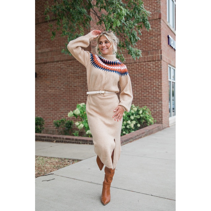 Northern Lights Multi Fair Isle Detail Sweater Dress FINAL SALE