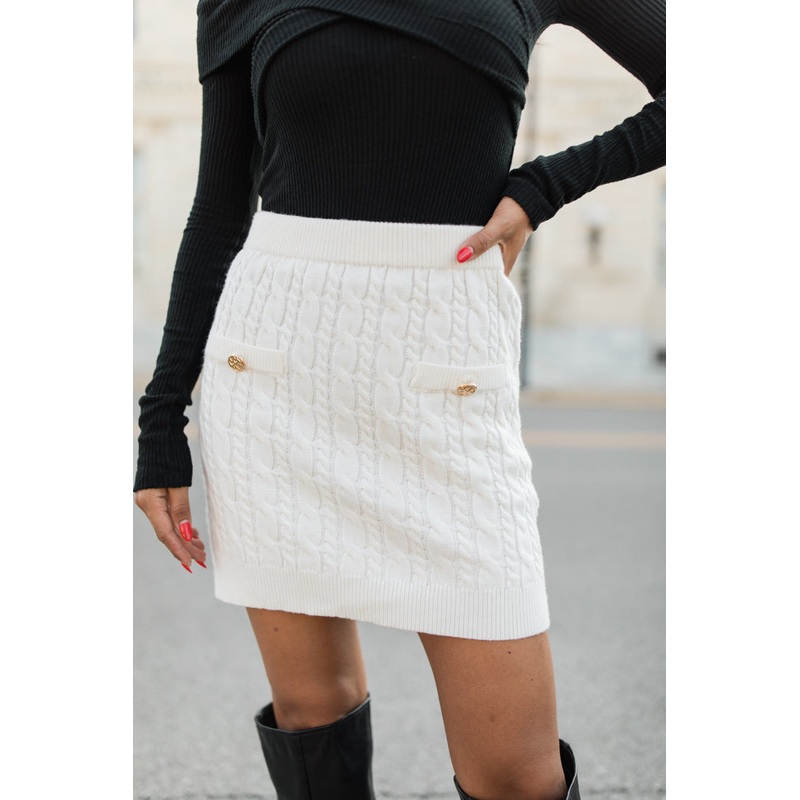 Something About You Cream Cable Knit Mini Skirt FINAL SALE