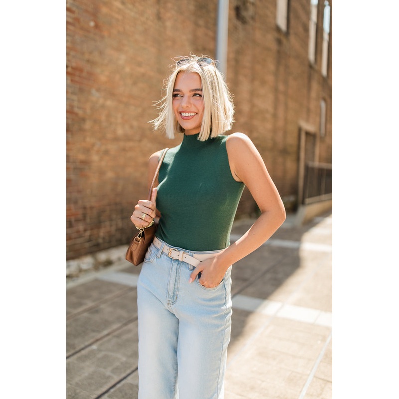 What It’s Worth Sleeveless Mock Neck Knit Bodysuit FINAL SALE