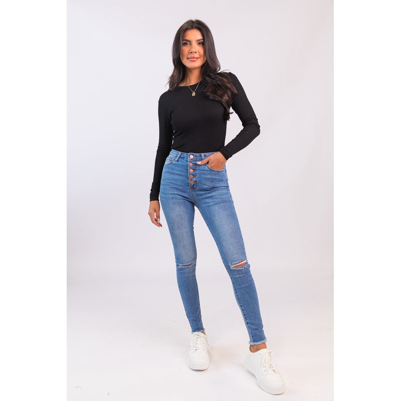 Chelsie Light Wash Busted Knee Jeans FINAL SALE
