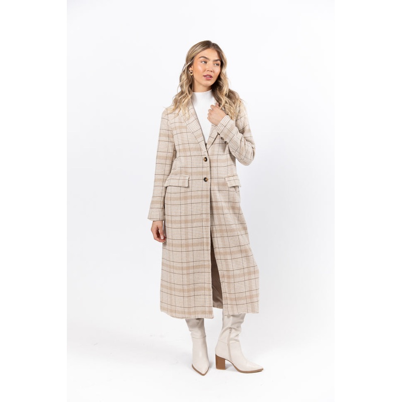 Chill Out Tan Plaid Coat FINAL SALE