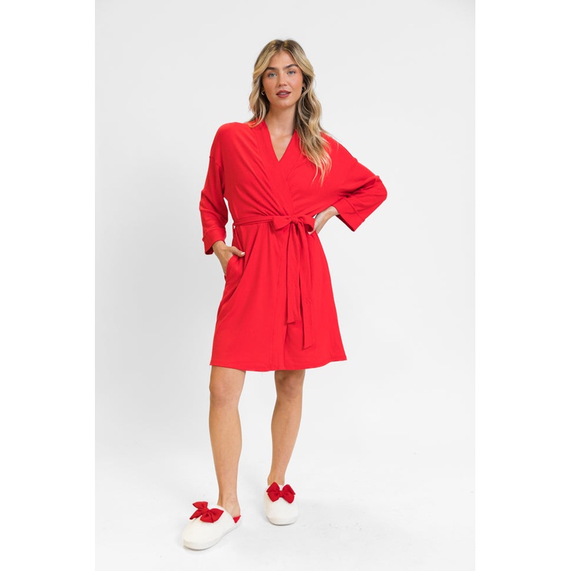 Drifting Off Red Ribbed Robe FINAL SALE