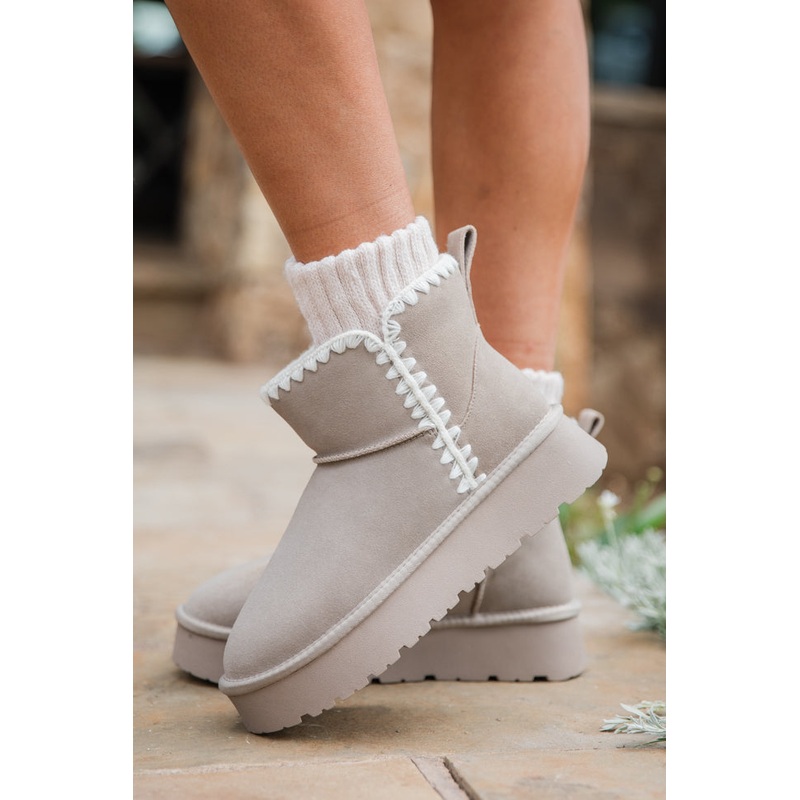 Helen Grey Embroidered Boots FINAL SALE