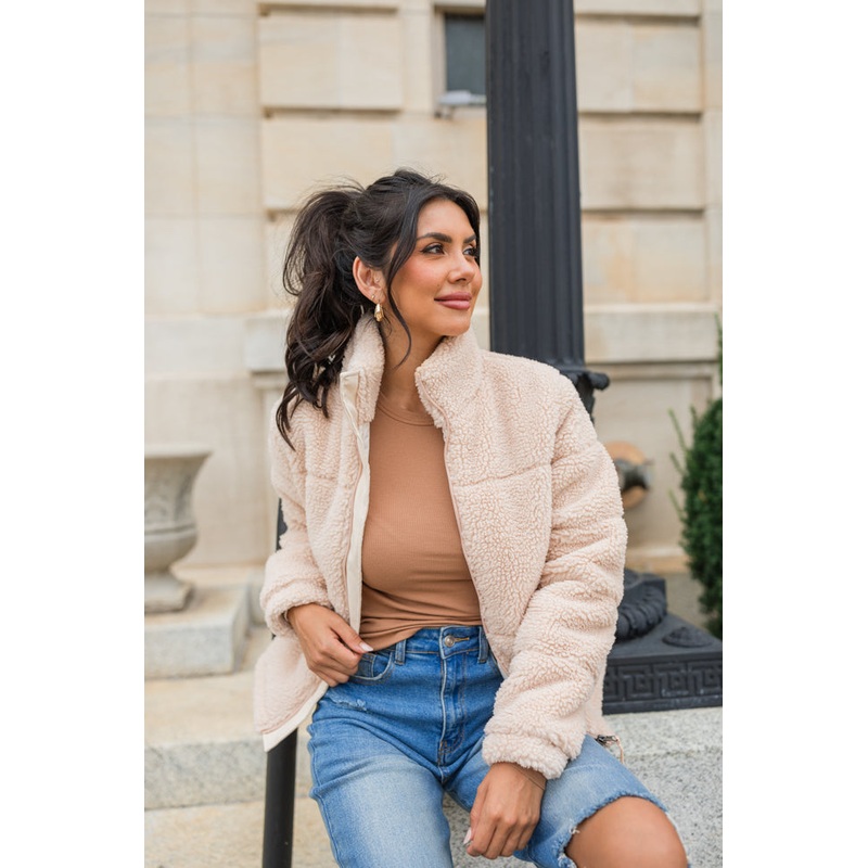 High Road Beige Sherpa Puffer Jacket FINAL SALE