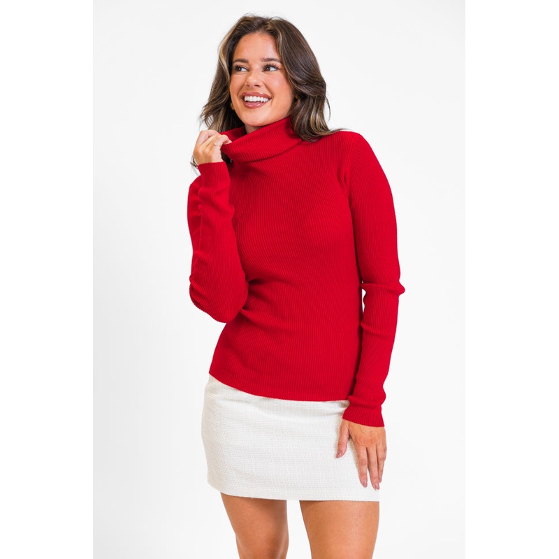 I Remember Everything Red Tie Back Turtleneck Sweater FINAL SALE