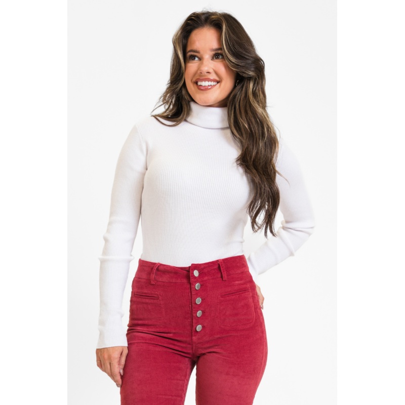 I Remember Everything White Tie Back Turtleneck Sweater FINAL SALE