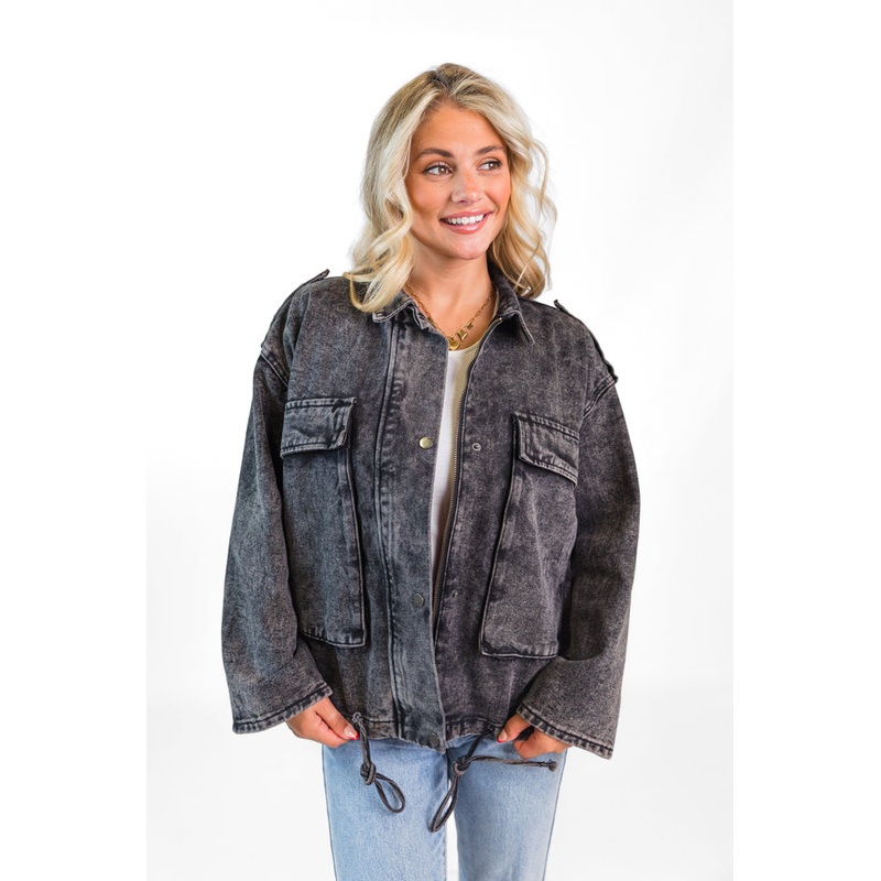 Mandie Washed Black Denim Jacket FINAL SALE