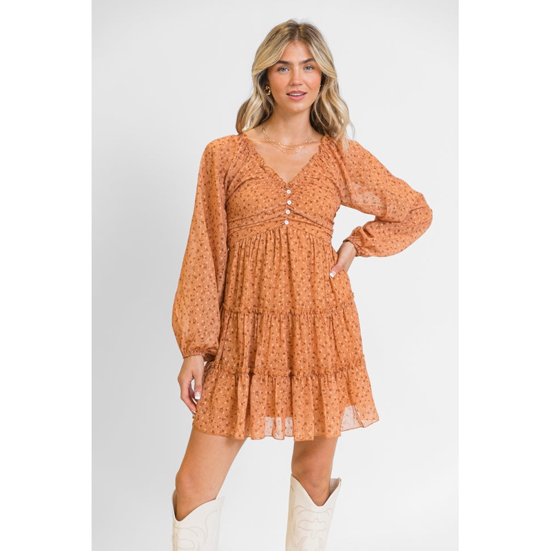 Next Time Brown Printed Mini Dress FINAL SALE