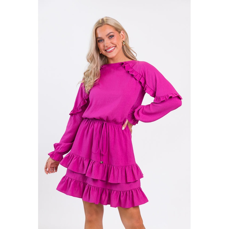 Pinch Me Pink Ruffle Detail Mini Dress FINAL SALE