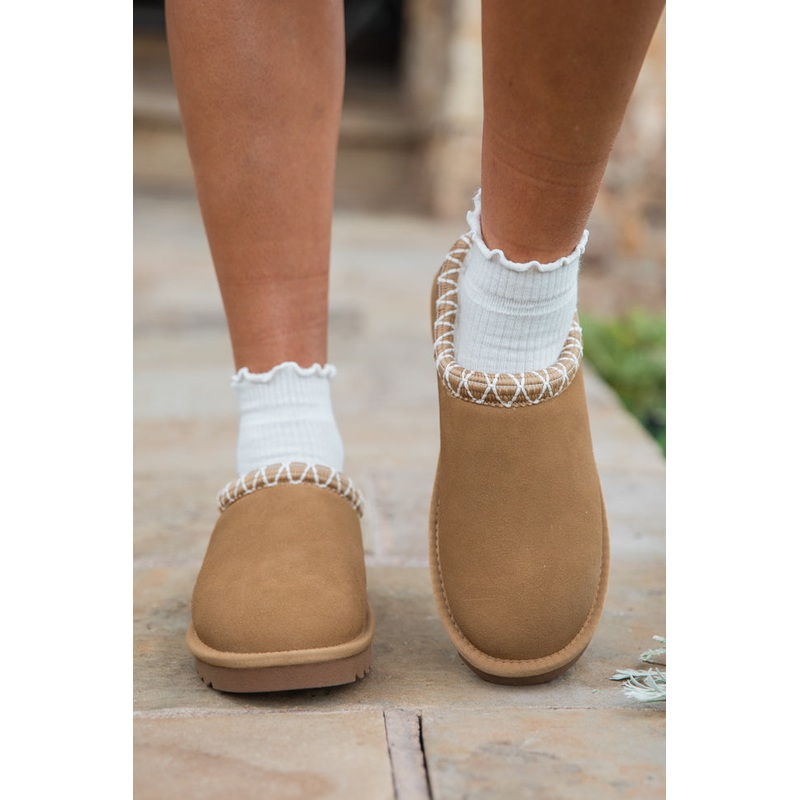 Sydney Chestnut Short Slip-On Booties