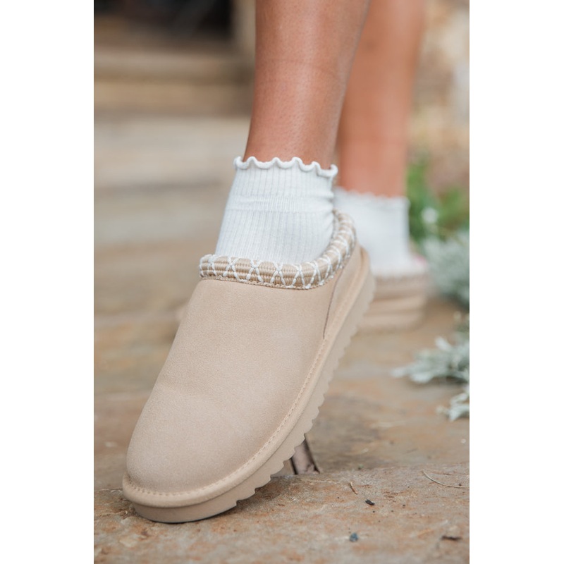 Sydney Light Beige Short Slip-On Booties