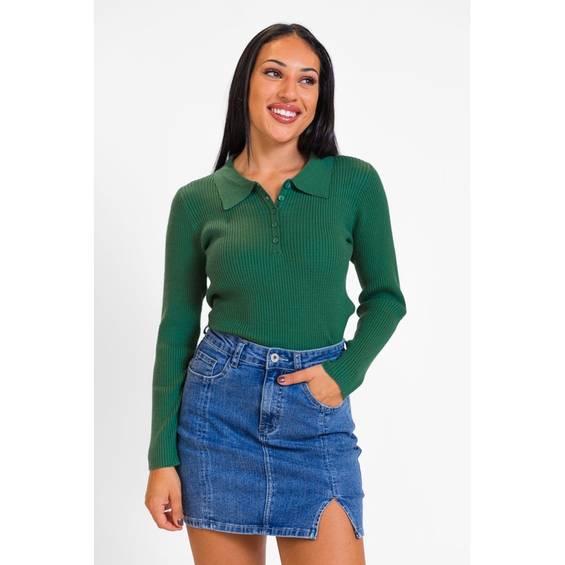 The Only Way Evergreen Collared Sweater  FINAL SALE