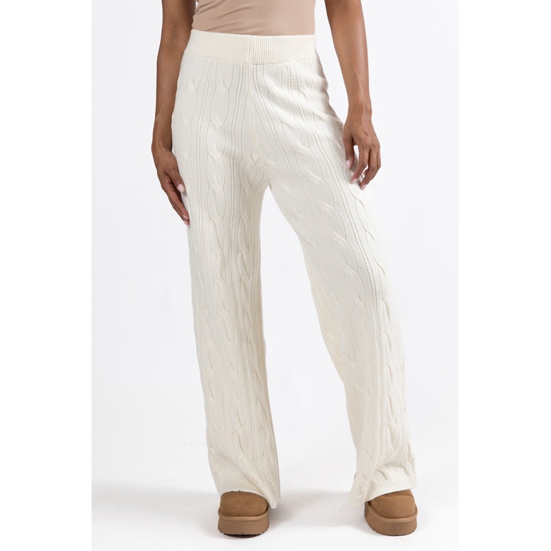Forever Winter Ivory Cable Knit Sweater Lounge Pants Macy Blackwell X  FINAL SALE