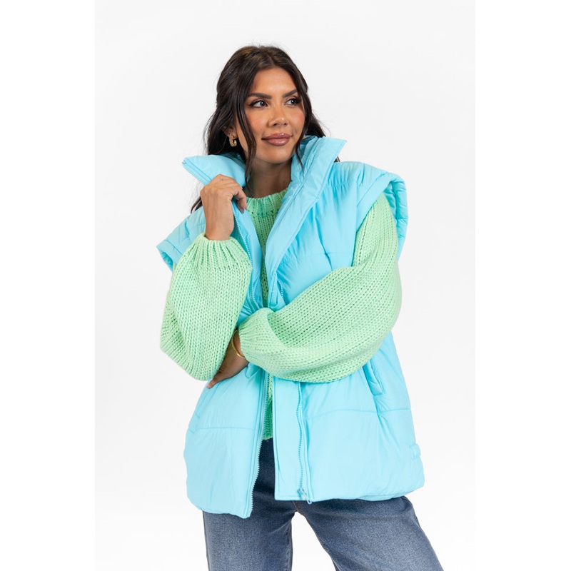 Going Upstate Blue Oversized Puffer Vest FINAL SALE