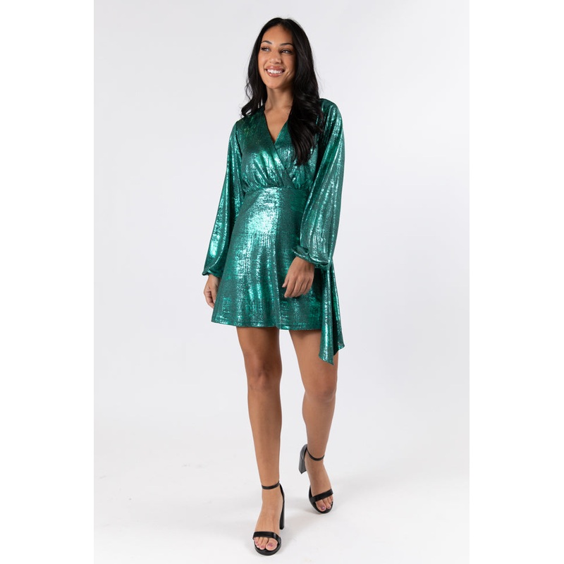 Heart Of Glass Green Surplice Style Wrap Dress FINAL SALE