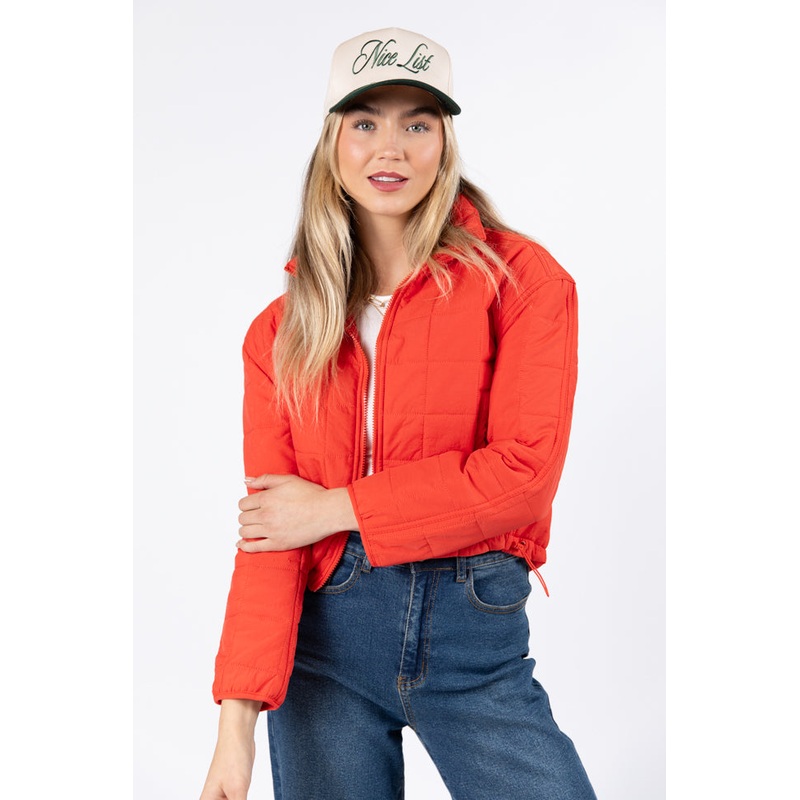 Heating Up Tomato Lightweight Puffer Jacket FINAL SALE