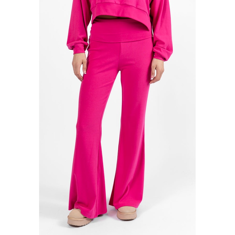 In A Dream Pink Foldover Band Super Soft Flare Pants FINAL SALE