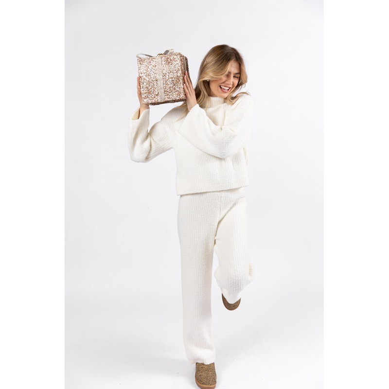 Keep It Comfy Ivory Fuzzy Turtleneck Sweater Set FINAL SALE