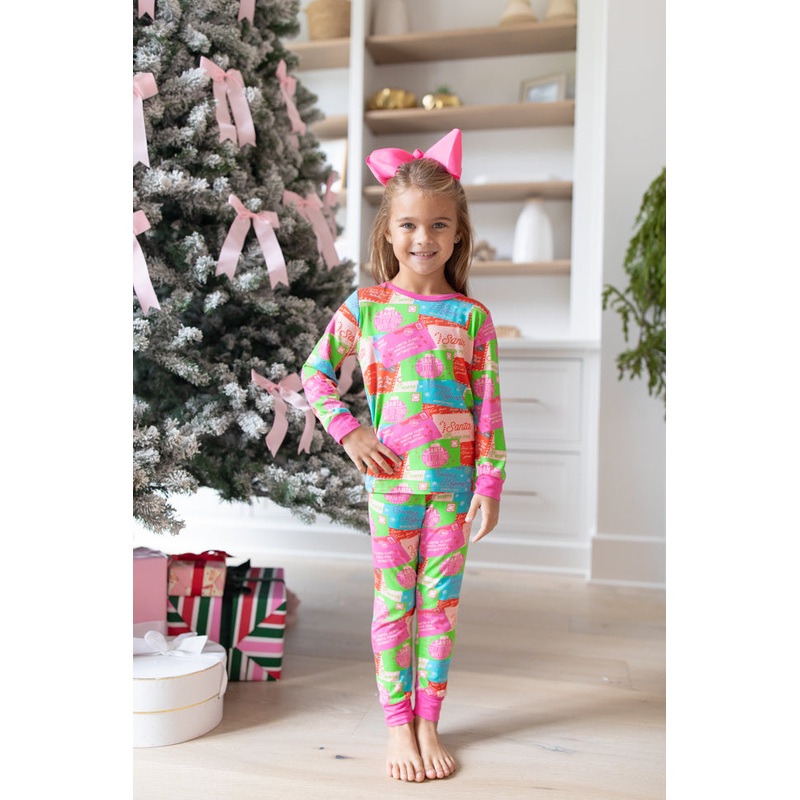 Kid’s Under The Stars In Letters To Santa Bamboo Pajama Set FINAL SALE