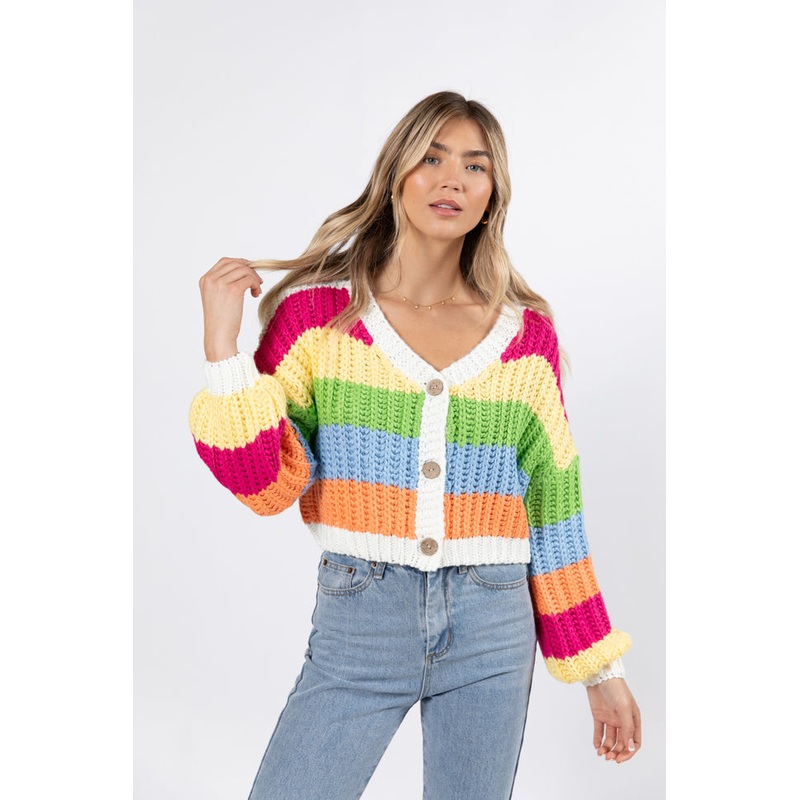 Little Bit More Multi Stripe Cardigan