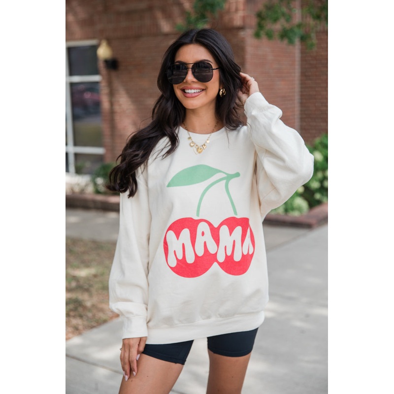 Mama Cherry Cream Graphic Sweatshirt