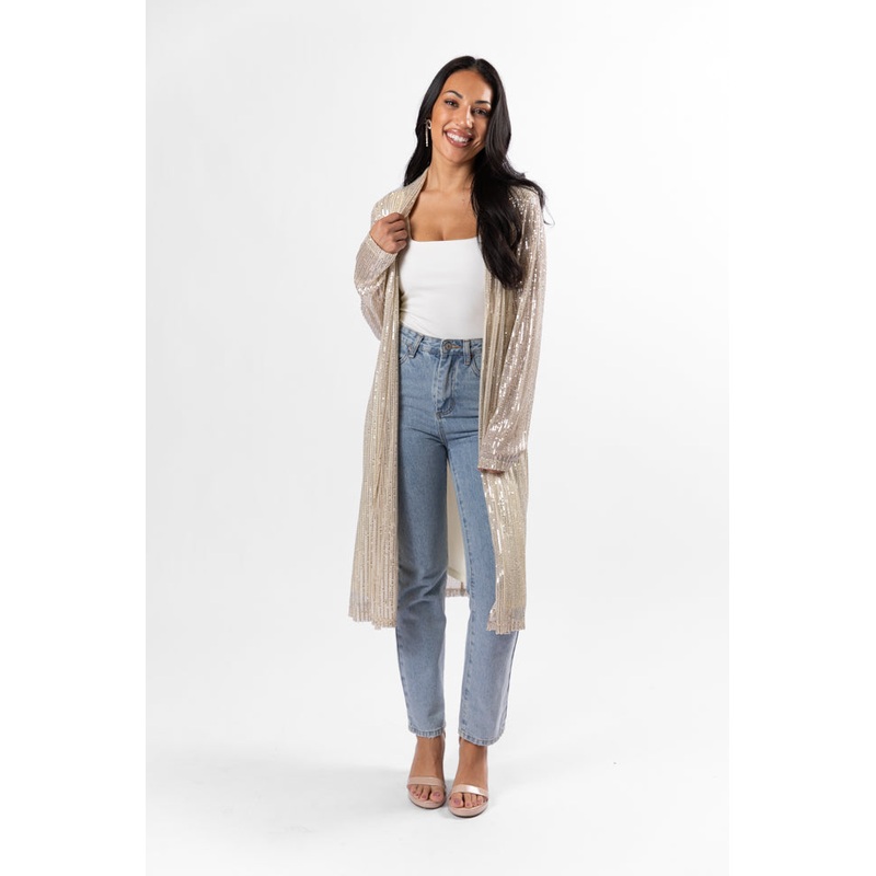 Memorable Feeling Gold Sequin Kimono FINAL SALE