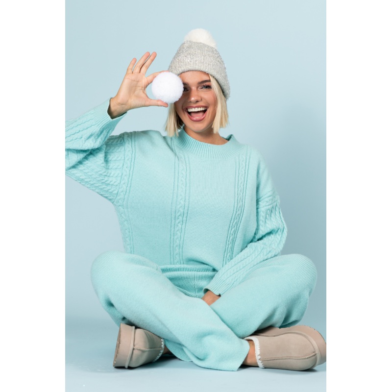On My List Mint Cable Knit Sweater FINAL SALE