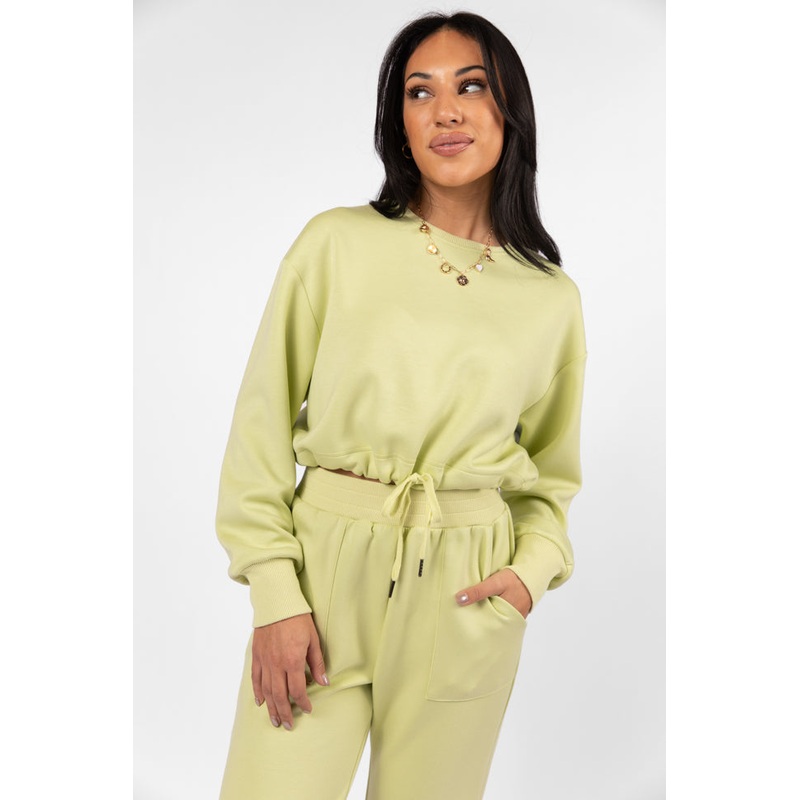 Only One Lime Drawstring Hem Pullover FINAL SALE