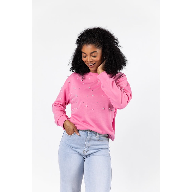 Always Us Pink Pearl Embellished Pullover FINAL SALE