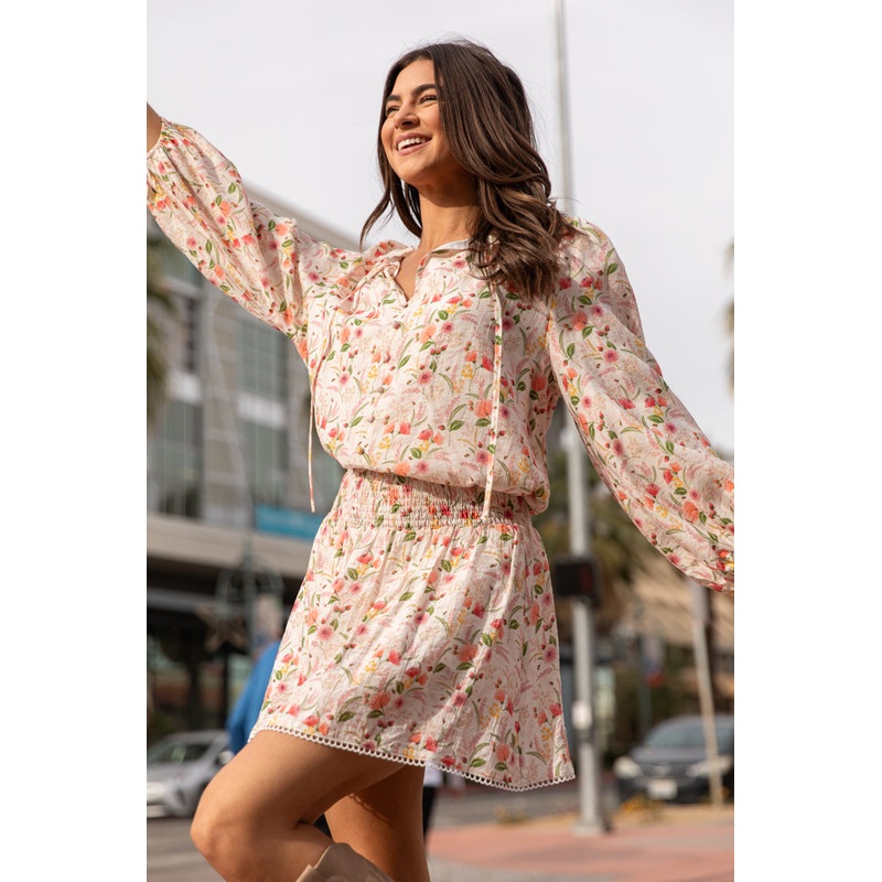 Fade Into You Ivory Multi Button Detail Floral Blouse