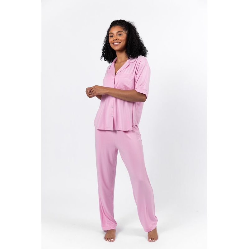 Good To Get Away Pink Bamboo Pajama Set FINAL SALE
