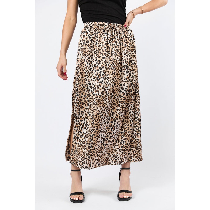 In The Wild Leopard Print Satin Maxi Skirt FINAL SALE