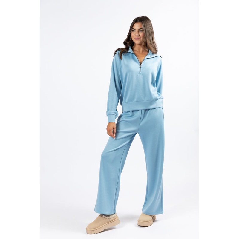 Let’s Just Stay Blue Quarter Zip Knit Pullover FINAL SALE