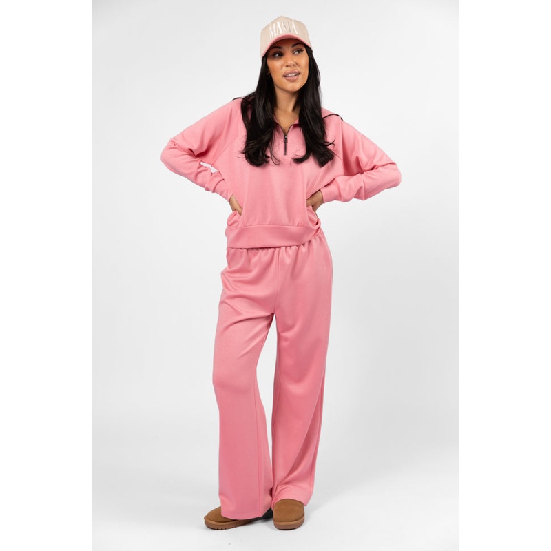 Let’s Just Stay Pink Quarter Zip Knit Pullover