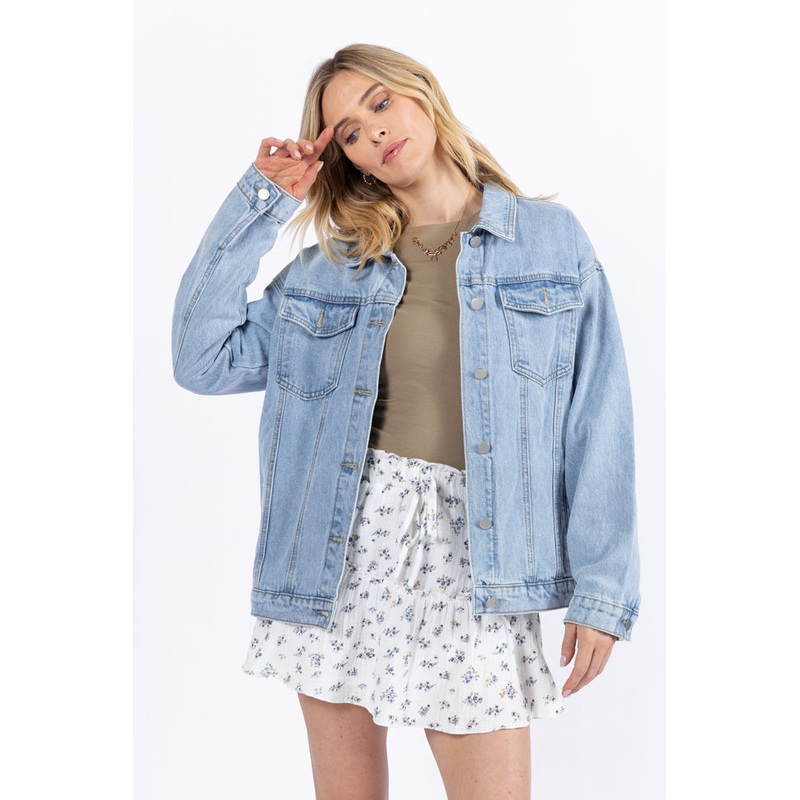 Let’s Try It Light Wash Boyfriend Denim Jacket FINAL SALE