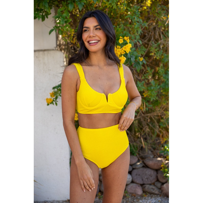 Summer Oasis Yellow Underwire Split V Bikini Top FINAL SALE