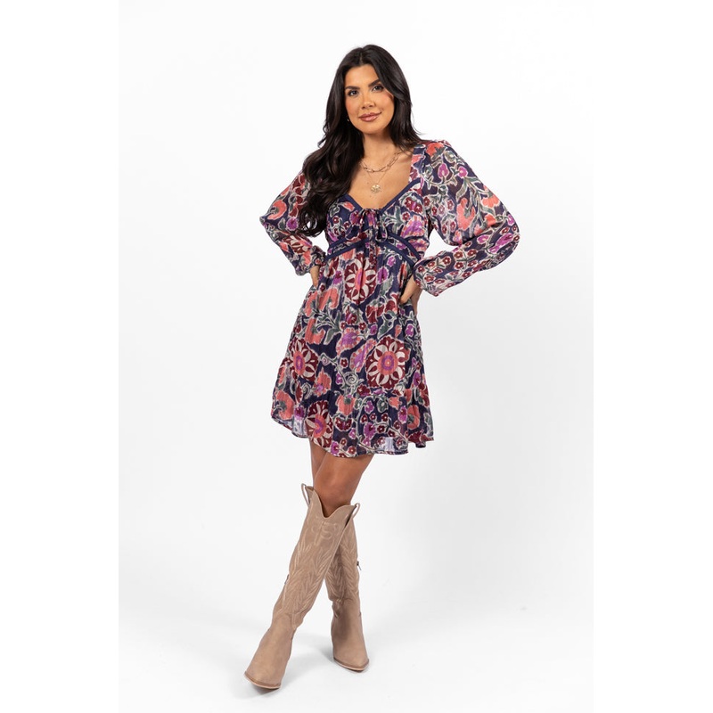 Whirlwind Romance Navy Multi Printed Sweetheart Dress FINAL SALE