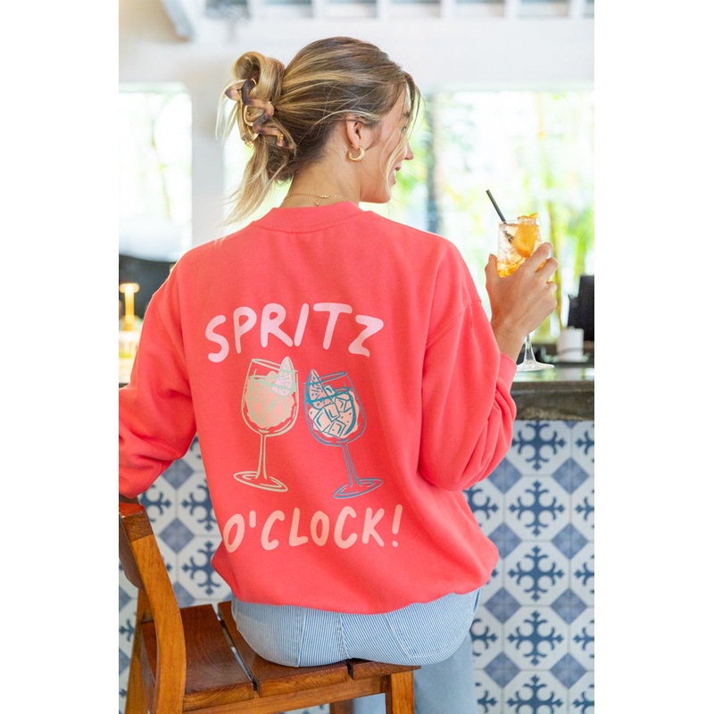 Cin Cin! Light Red Graphic Sweatshirt