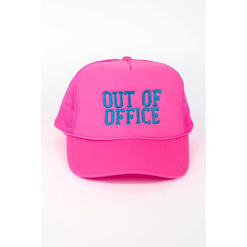 Out Of Office Neon Pink Trucker Hat