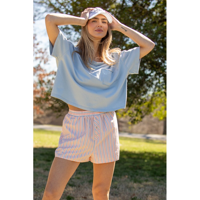 Sunday Morning Coral Multi Striped Boxer Shorts