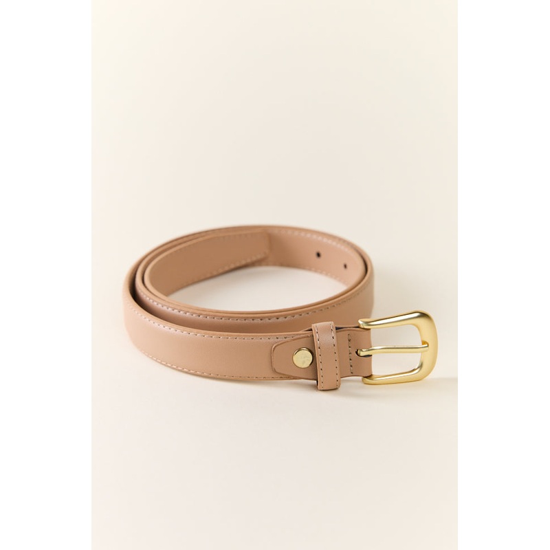 Basic Gold Buckle Tan Belt