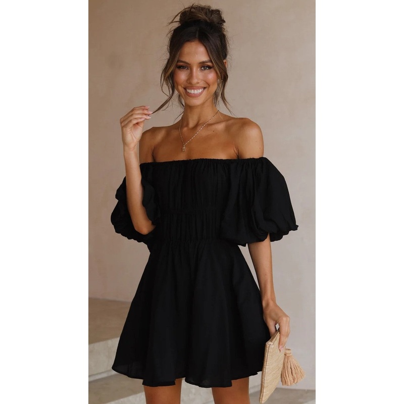 Black Off Shoulder Mini Dress