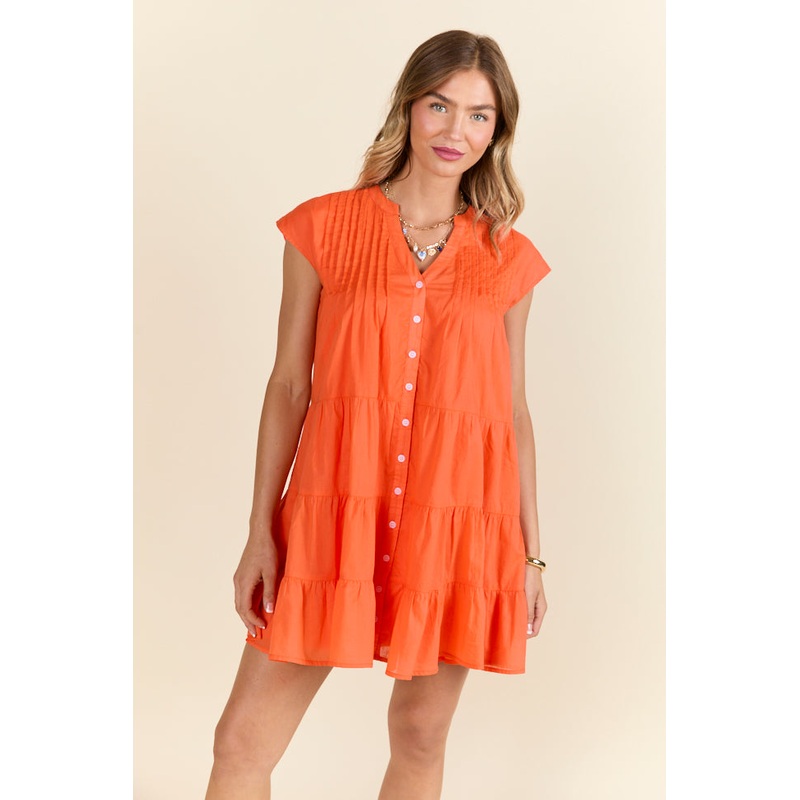 Just A Little Orange Button Up Mini Dress