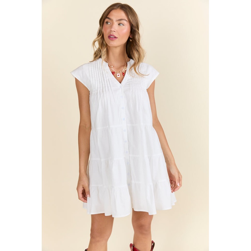 Just A Little White Button Up Mini Dress