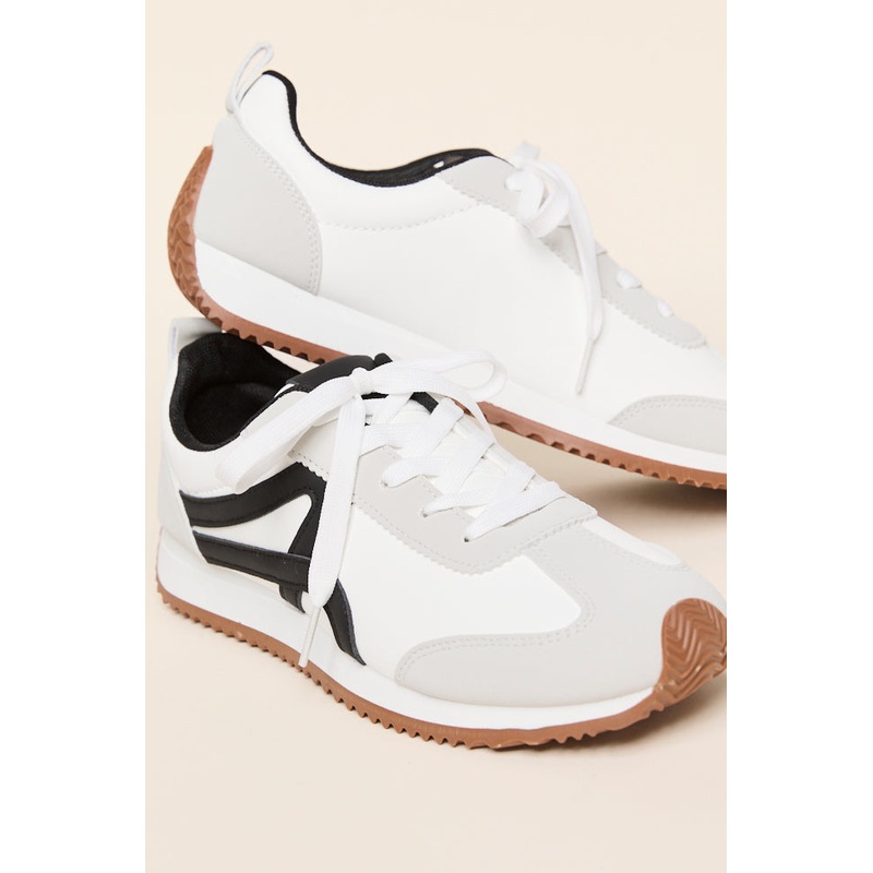 Madeline White Stripe Sneakers