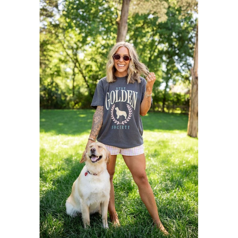 The Kaiser Stay Golden Society Dark Grey Graphic Tee Holley Gabrielle X