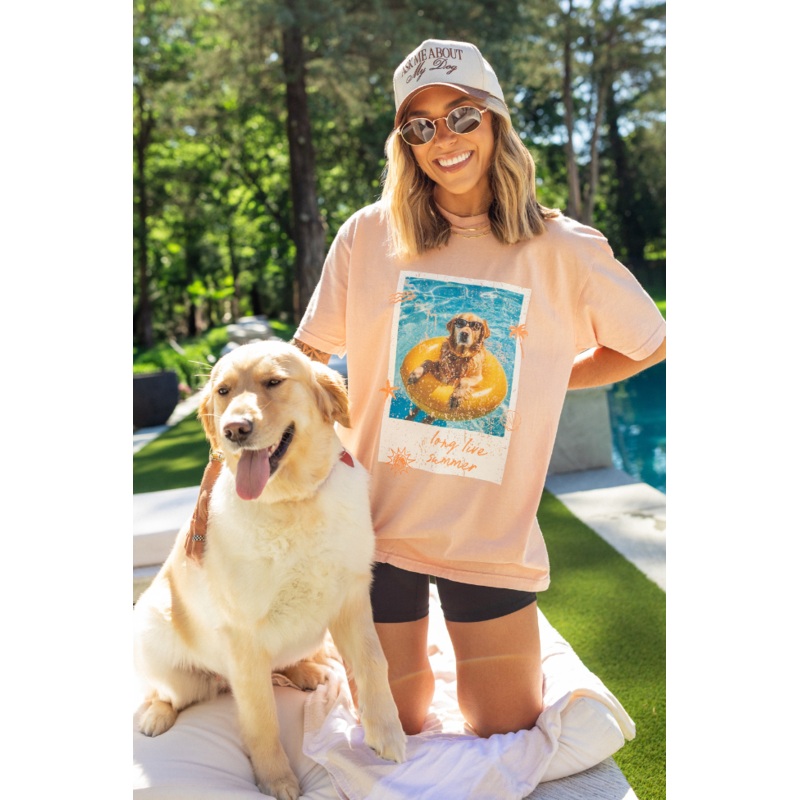 The Theo Long Live Summer Orange Graphic Tee Holley Gabrielle X