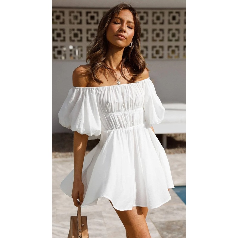 White Off Shoulder Mini Dress