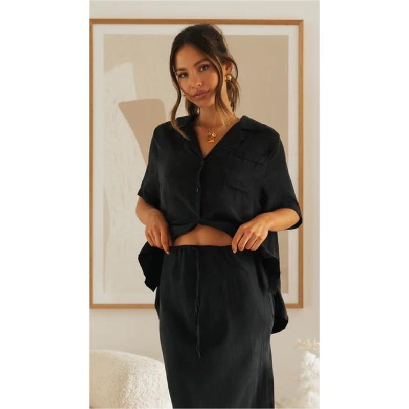 Black Solid Button Down Shirt