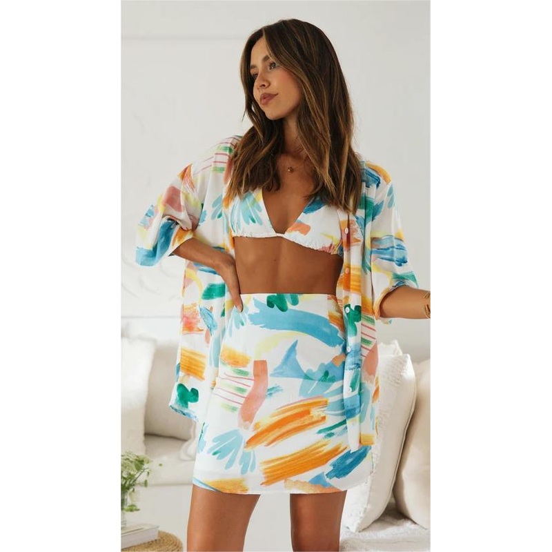 Abstract Print Mini Skirt